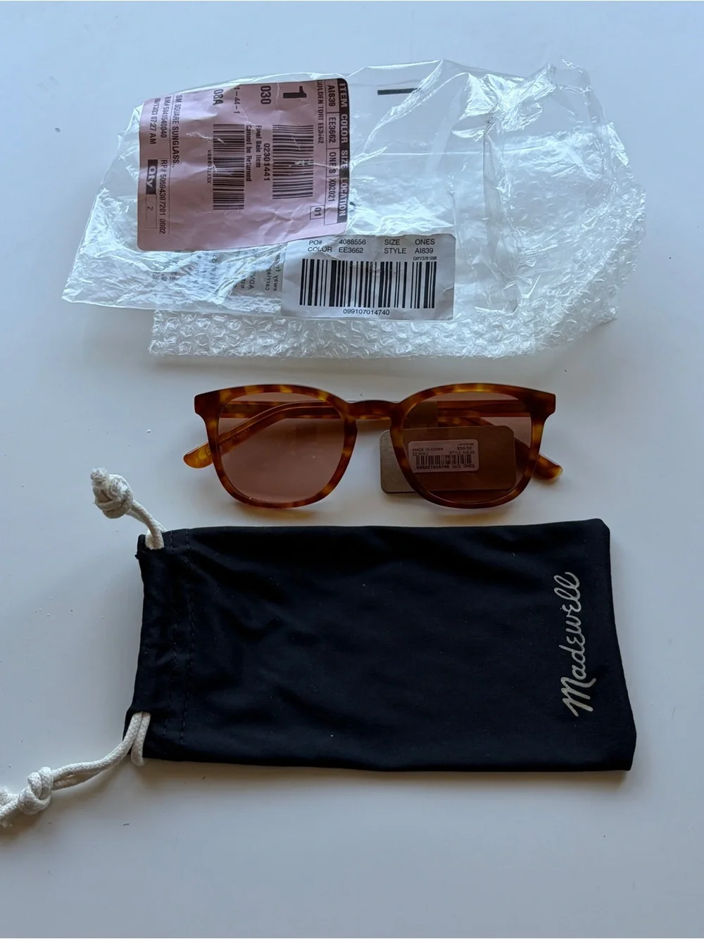 Madewell Ashcroft Sunglasses, 100% UVA/UVB, Whiskey Tortoise, NWT!
